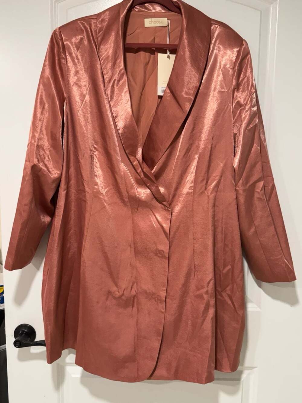 Pink Satin Blazer Mini Dress Tuxedo Party Cocktail Going Out Glam Chic